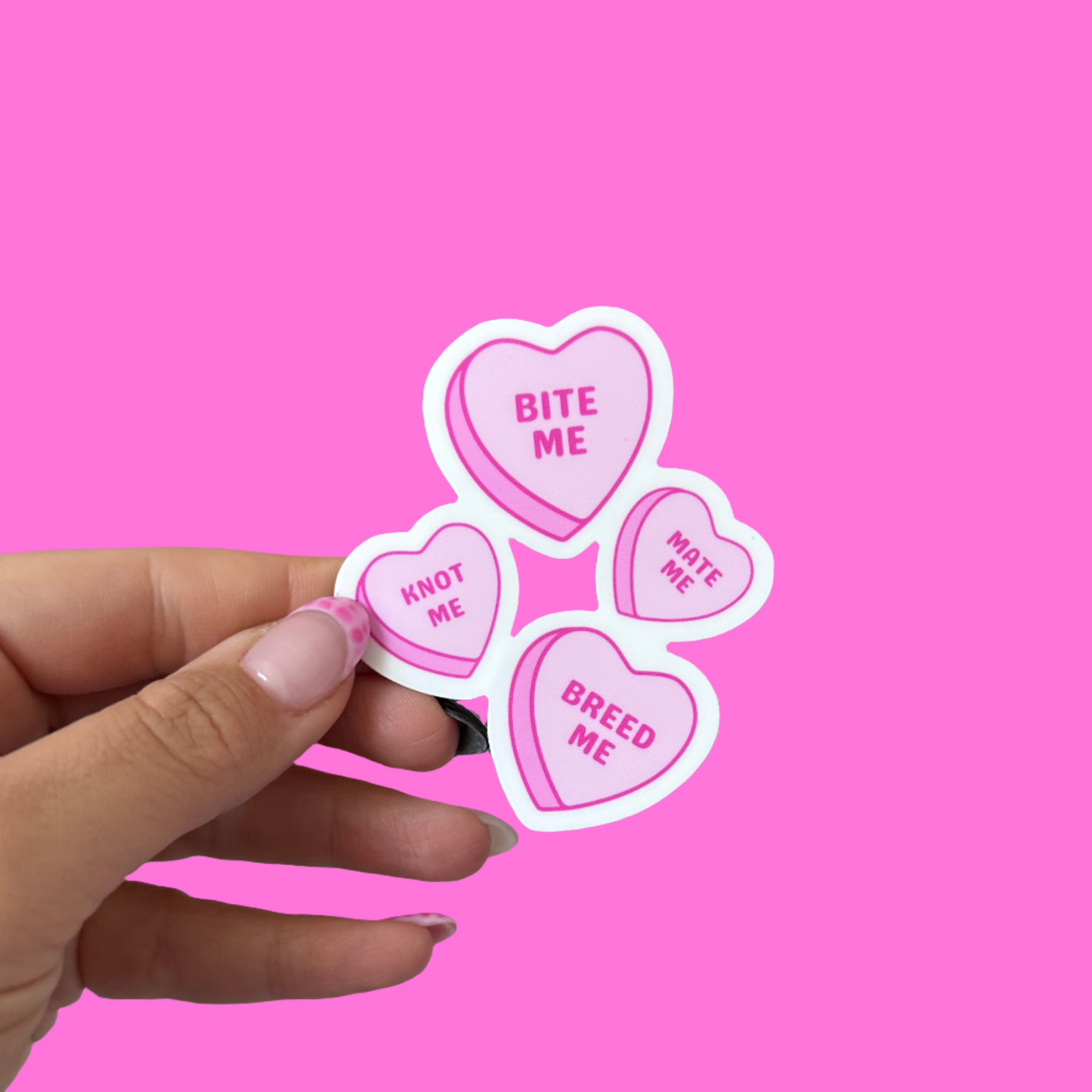 Naughty Candy Hearts Die Cut Sticker