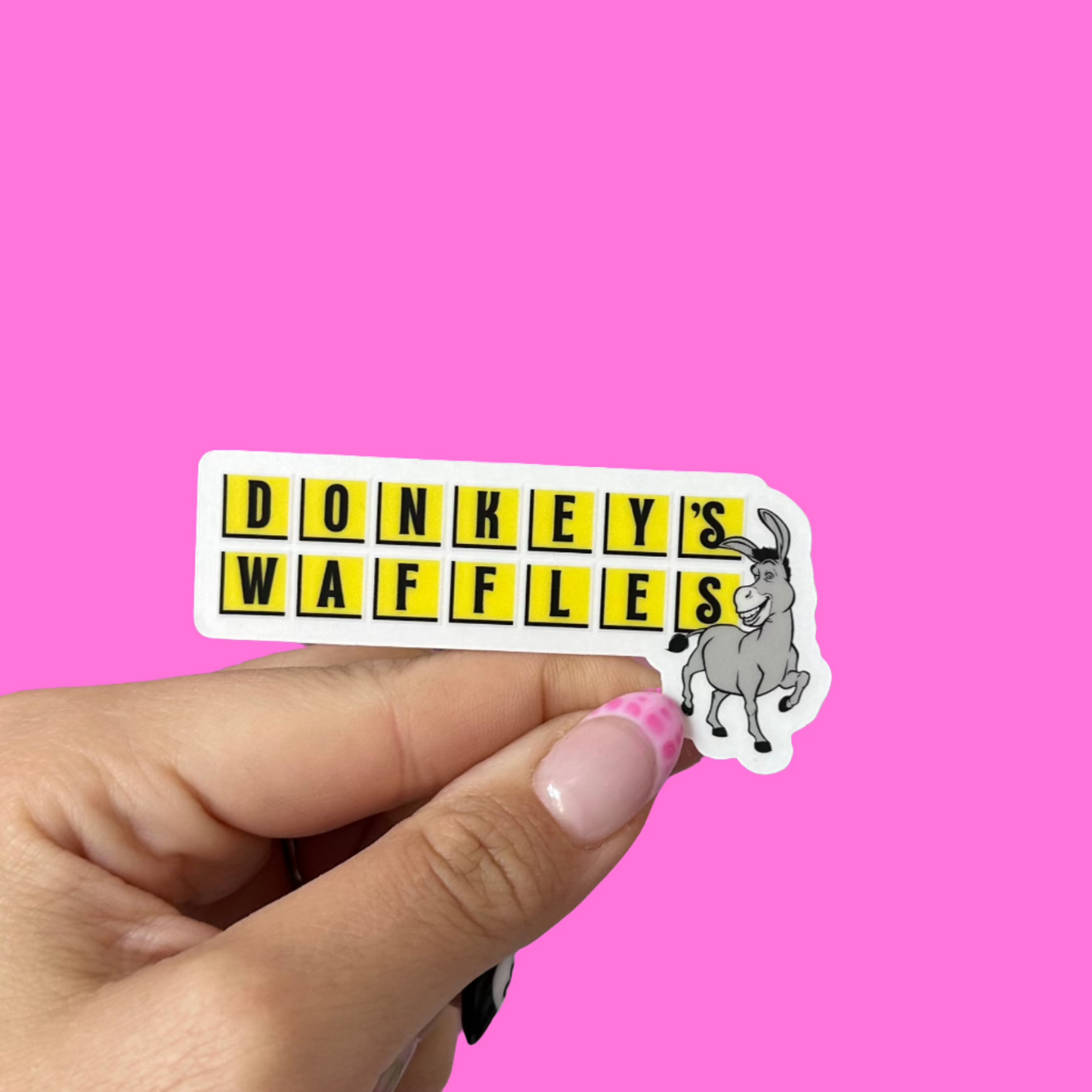 Donkey's Waffles Die Cut Sticker