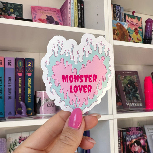 Monster Lover Flames Die Cut Sticker